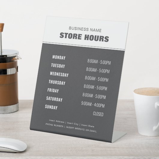 Zakelijke winkeluren Professioneel, modern  Reclamebord Met Voetstuk (Insitu)