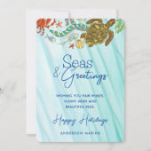 Zakelijke Zeeen en groeten Stijlvolle kustzee Feestdagenkaart (Voorkant)