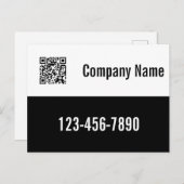 Zakelijke zwart-wit Sjabloon QR-code Briefkaart (Voorkant / Achterkant)
