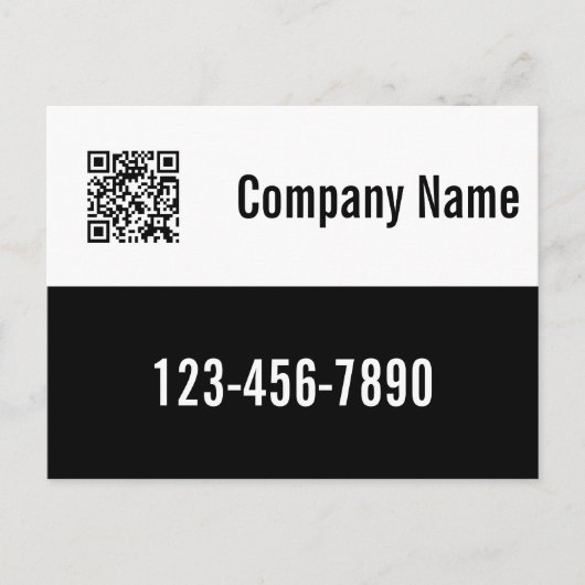 Zakelijke zwart-wit Sjabloon QR-code Briefkaart (Voorkant)