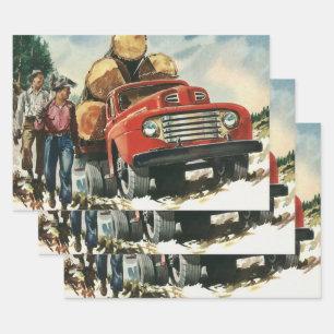 zaken, Logging Vracht met Lumberjacks Inpakpapier Vel