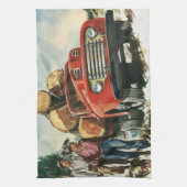  zaken, Logging Vracht met Lumberjacks Theedoek (Verticaal)