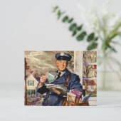 zaken, Mailman die brieven van de Post levert Briefkaart (Staand voorkant)