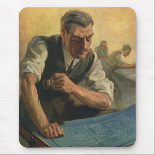 zakenarchitect en bouwblauwdrukken muismat