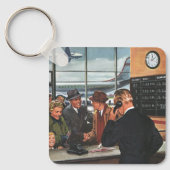  zakendoen, mensen aan het vliegticket Counter Sleutelhanger (Voorkant)