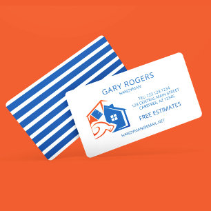Zakenkaart Monteur Thuisreparatie Blauw Visitekaartje