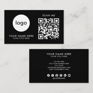 Zakenkaart QR-code Logo Modern Zwart Design Visitekaartje
