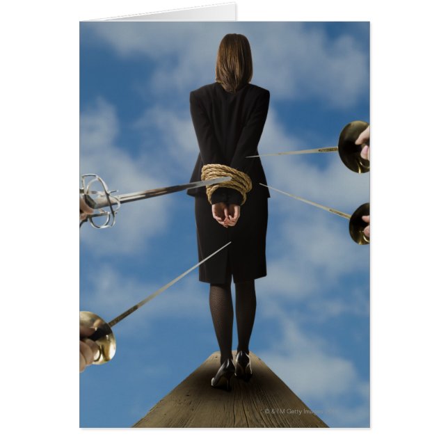 Zakenman die de plank uitlaat (Voorkant)