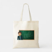 Zakenman presenteert Canvas tas (Achterkant)