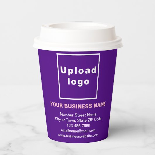 Zakenmerk op Paarse papierbeker Papieren Bekers (Achterkant)