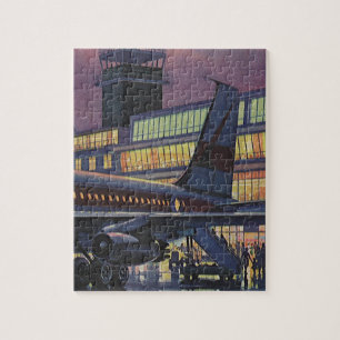 zakenpassagiers aan boord van het vliegtuig legpuzzel