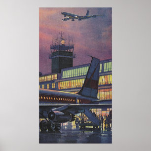 zakenpassagiers aan boord van het vliegtuig poster