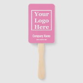 Zakenroze en wit Uw Logo hier Sjabloon Handwaaier (Achterkant)