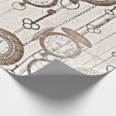  zakhorloges en sleutels cadeaupapier (Hoek)