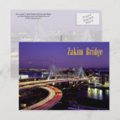 Zakim Bridge, Boston 's nachts Briefkaart (Voorkant / Achterkant)