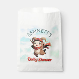 Zakje met charmante ram voor winter baby shower bedankzakje