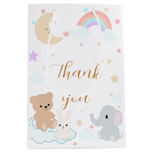 Zakjes voor baby dier pastel baby shower favor medium cadeauzakje