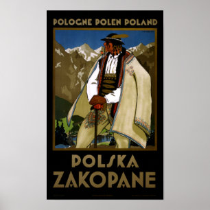 Zakopane Poland Vintage Travel Poster teruggezet