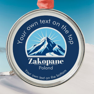 Zakopane Polen ski vakantie medaille Metalen Ornament
