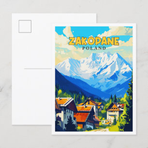 Zakopane Polen vintage reisillustratie Briefkaart