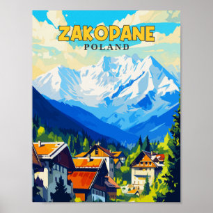 Zakopane Polen vintage reisillustratie Poster
