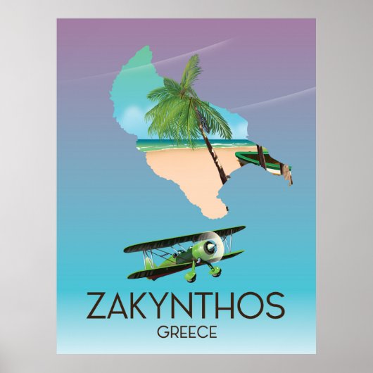 Zakynthos Greece map travel poster (Devant)