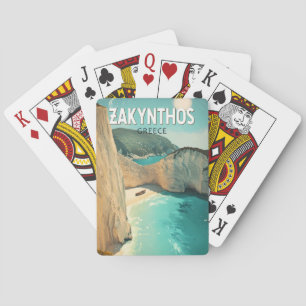 Zakynthos Griekenland Illustratie Reis Kunst Vinta Pokerkaarten