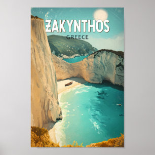 Zakynthos Griekenland Illustratie Reis Kunst Vinta Poster