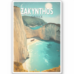 Zakynthos Griekenland Illustratie Reis Kunst Vinta Sticker
