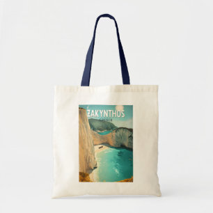 Zakynthos Griekenland Illustratie Reis Kunst Vinta Tote Bag
