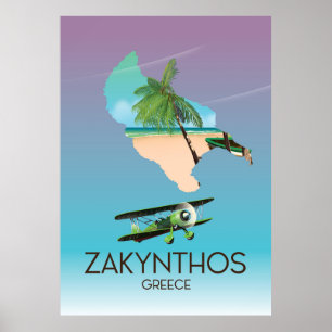 Zakynthos Griekenland kaart reisposter Poster