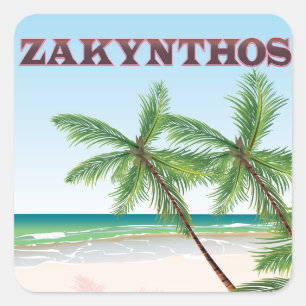 Zakynthos Griekenland reisposter Vierkante Sticker