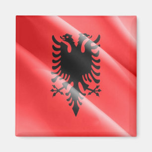 zAL002 Albanese zwaaiende VLAG, Albanië, Koelkast Magneet