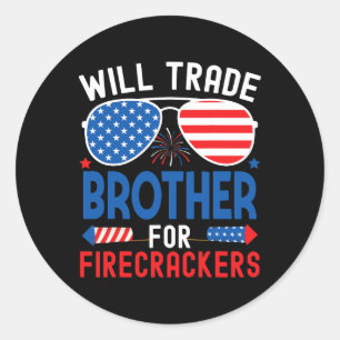 Zal broeder ruilen voor vuurwerk Grappig 4e van J Ronde Sticker