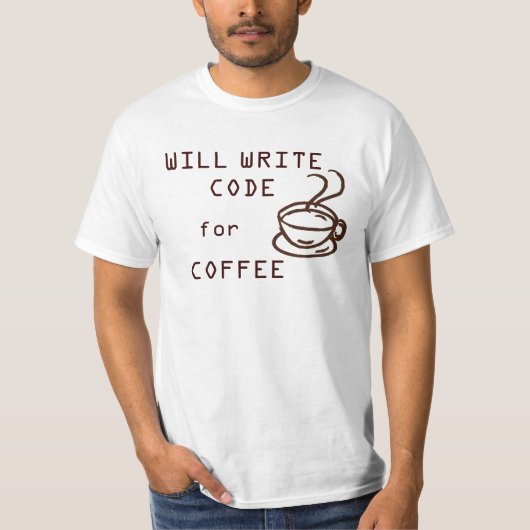 Zal code schrijven voor koffie T-shirt (Voorkant)