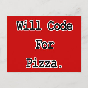 zal code schrijven voor pizza briefkaart