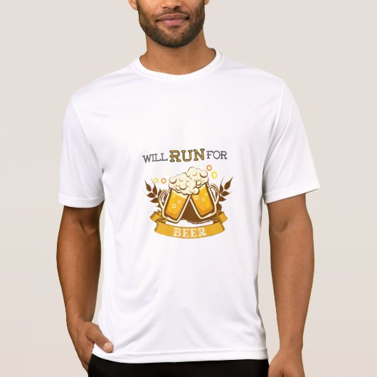Zal draaien voor bier, lopend ontwerp t-shirt (Voorkant)