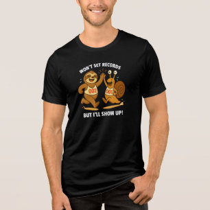 Zal Geen Records Breken – Luiaard en Slak Hardloop Tri-Blend Shirt