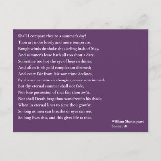 Zal ik dit vergelijken met een zomerdag? sonnet 18 briefkaart