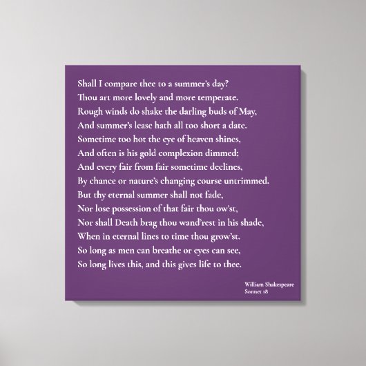 Zal ik dit vergelijken met een zomerdag? sonnet 18 canvas afdruk (Voorkant)