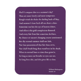 Zal ik dit vergelijken met een zomerdag? sonnet 18 magneet