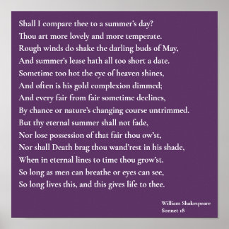 Zal ik dit vergelijken met een zomerdag? sonnet 18 poster