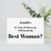 Zal je mijn beste vrouw zijn, modern scriptvoorste kaart (Staand voorkant)