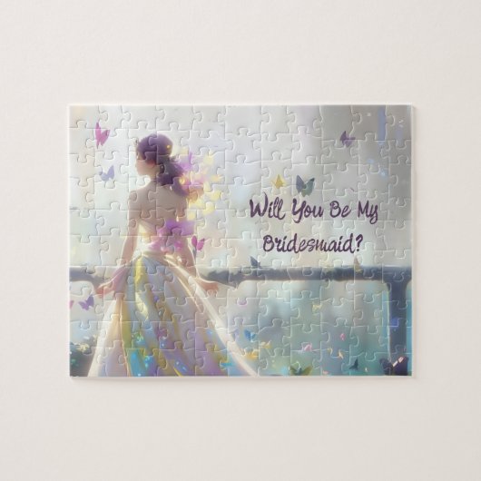 Zal je mijn Bridesmaid Bride en Butterflies zijn? Legpuzzel (Horizontaal)