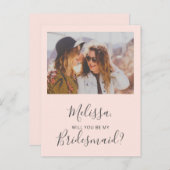 Zal je mijn Bridesmaid eenvoudige foto zijn? Uitnodiging Briefkaart (Voorkant / Achterkant)