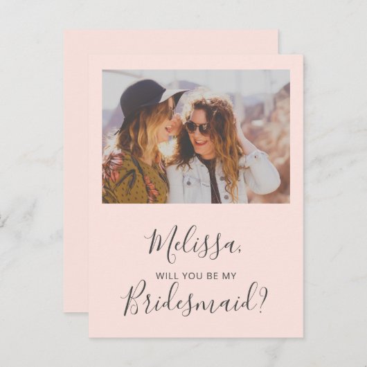 Zal je mijn Bridesmaid eenvoudige foto zijn? Uitnodiging Briefkaart (Voorkant / Achterkant)