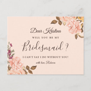 Zal je mijn Bridesmaid Elegant Victoria Floral zij Uitnodiging Briefkaart