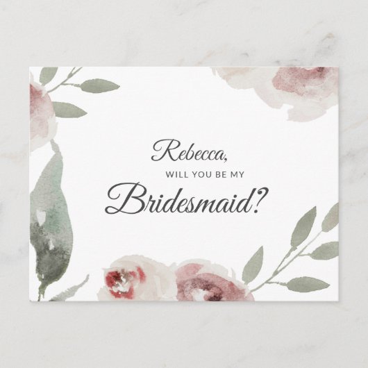 Zal je mijn Bridesmaid Greenery Eucalyptus zijn? Aankondigingskaart (Voorkant)