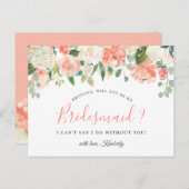 Zal je mijn Bridesmaid Koral Peach zijn? Uitnodiging Briefkaart (Voorkant / Achterkant)