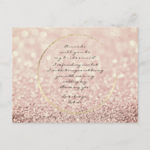 Zal je mijn Bridesmaid Sepia Roos Gold Glitter zij Uitnodiging Briefkaart